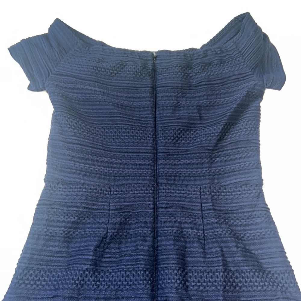 NWT Rebecca Taylor Navy Off the Shoulder Flounce A Line Dress Size 4 - Picture 5 of 7